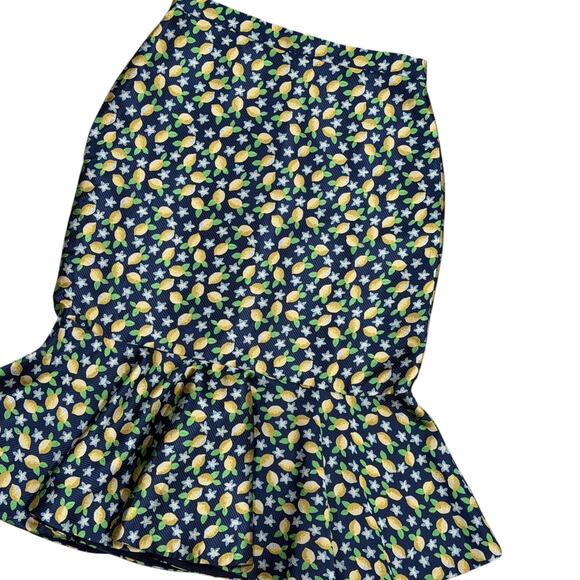 NWT J.Crew Jacquard Lemon Print Trumpet Skirt - Picture 4 of 5